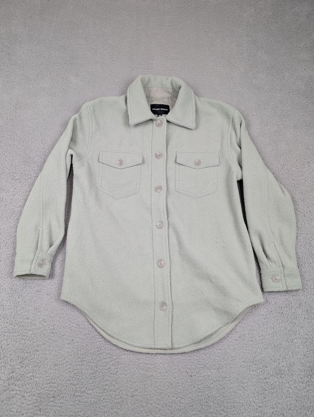 Hilary Radley Jacket Womens Medium Sage Green Button Front Shacket Pockets